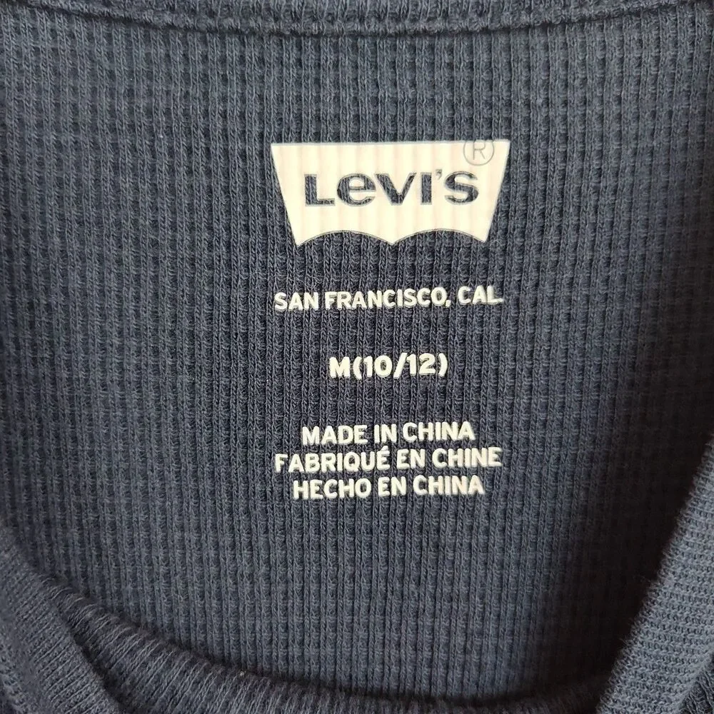 Levi's‎ Long-Sleeve T-Shirt Youth Boys' M (10/12) Navy Blue Crew Neck Pullover